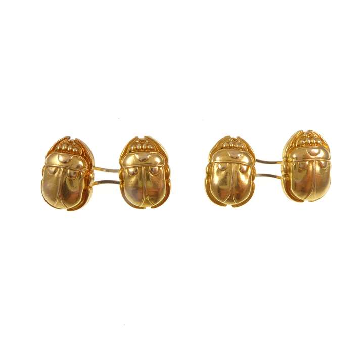 Pair of gold scarab beetle cufflinks